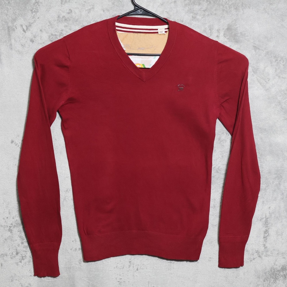 Diesel Sweater Mens Medium Burgundy Red Long Sleeve Pullover Knit Preppy
